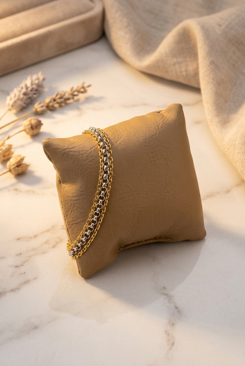 Bracelet Femme 3 rangs en acier inoxydable doré