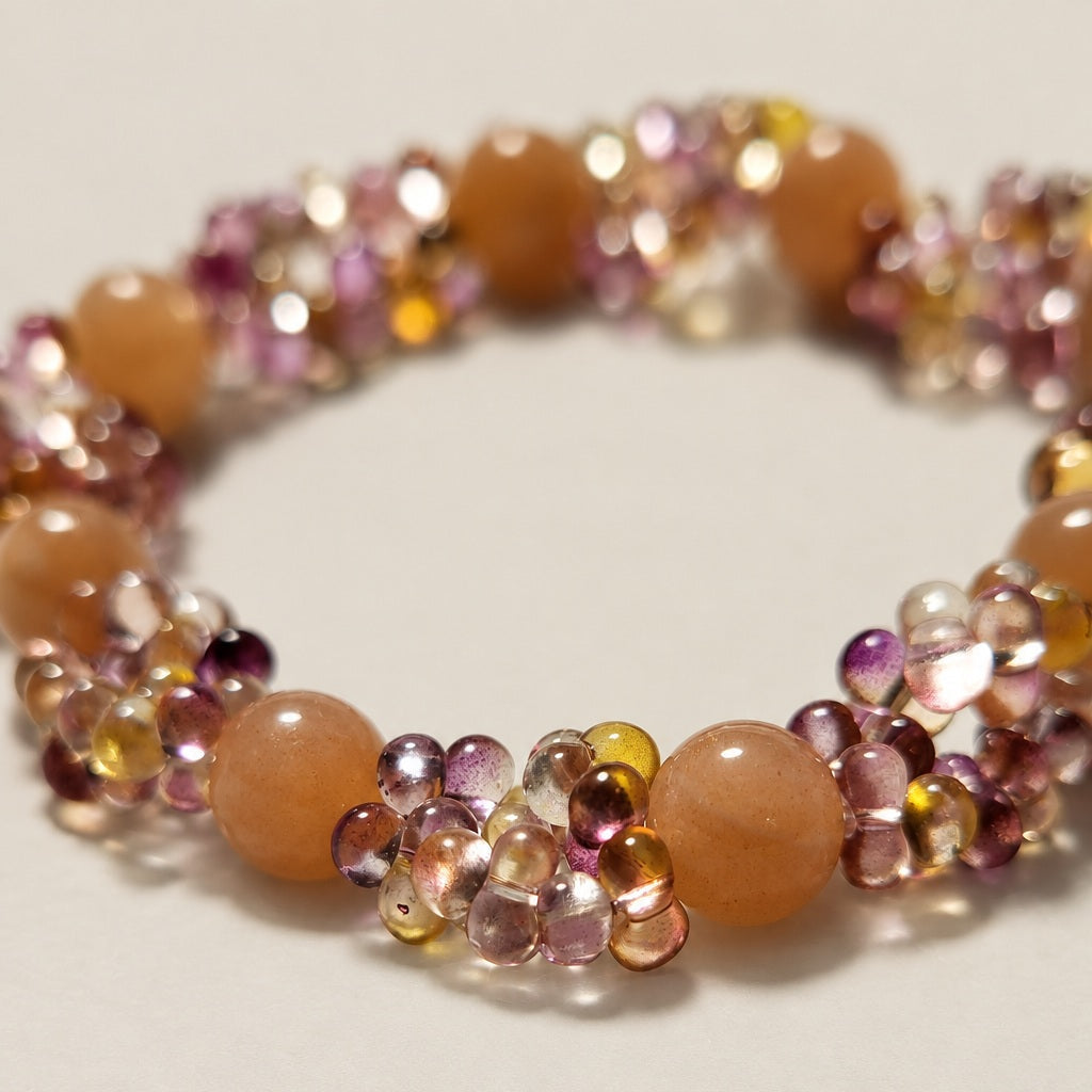 Bracelet Énergie positive en pierre de soleil et papillons