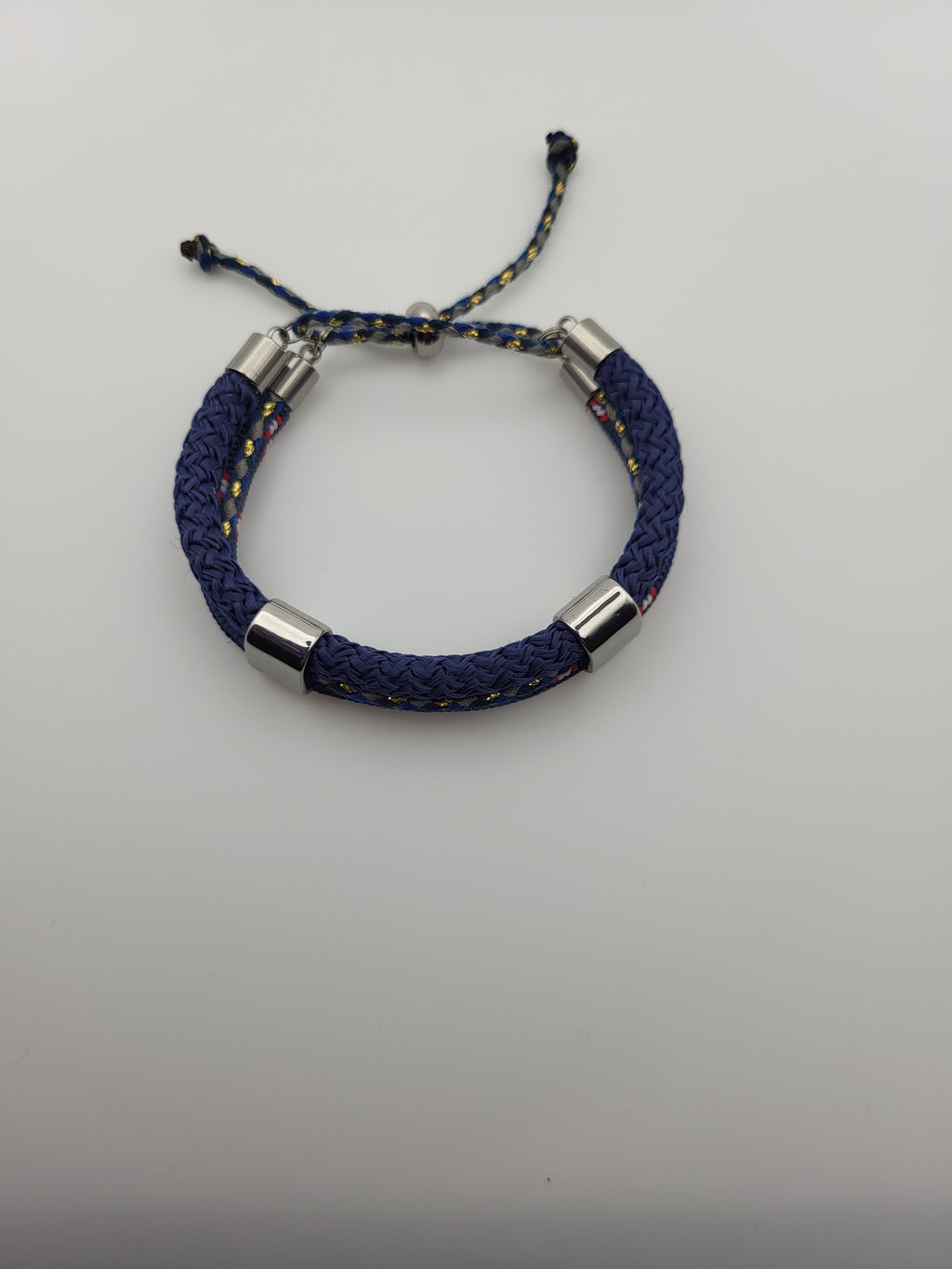 Bracelet homme à 3 rangs et Cordons Tressés - Acier Argenté