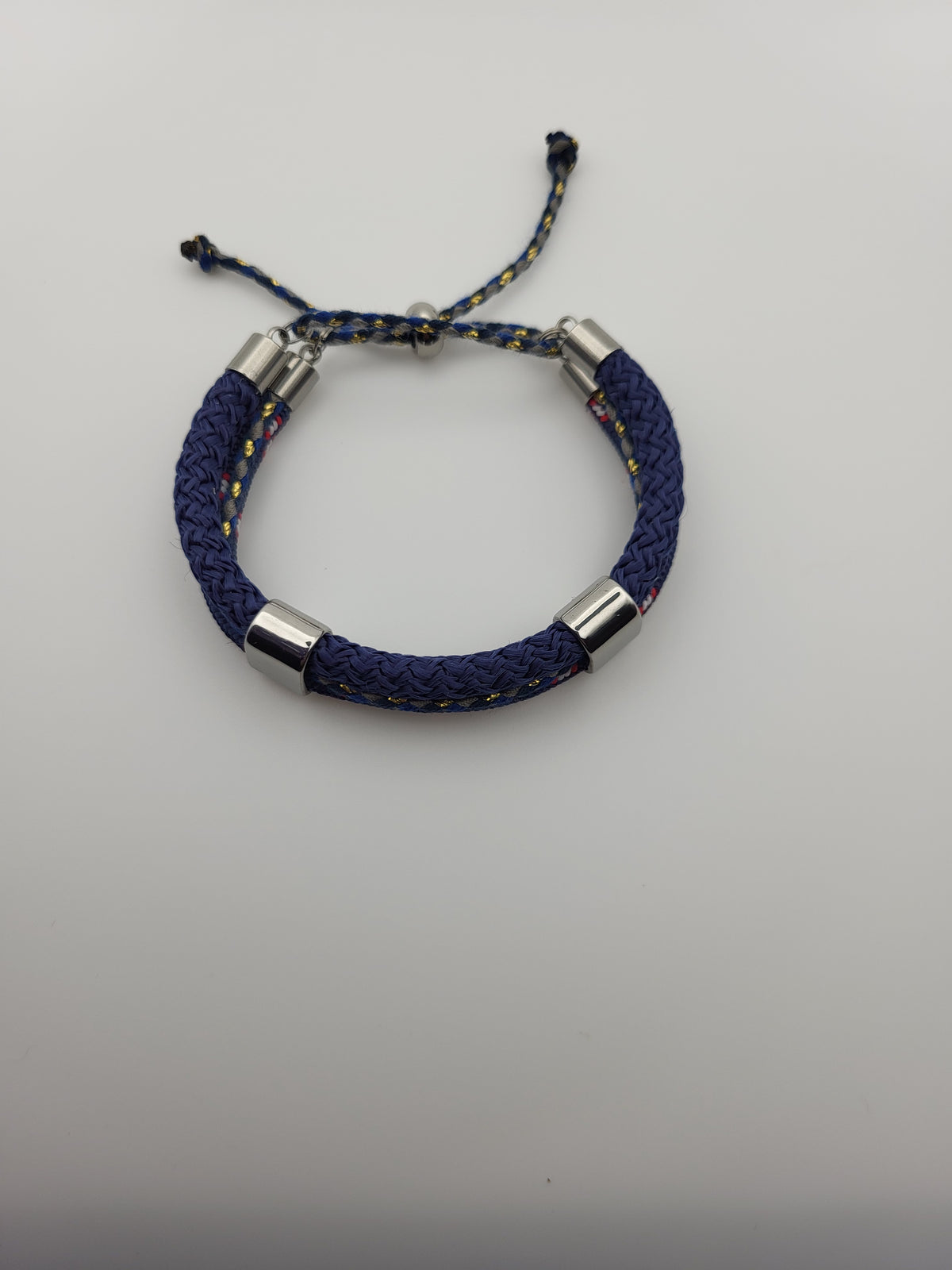 Bracelet homme à 3 rangs et Cordons Tressés - Acier Argenté