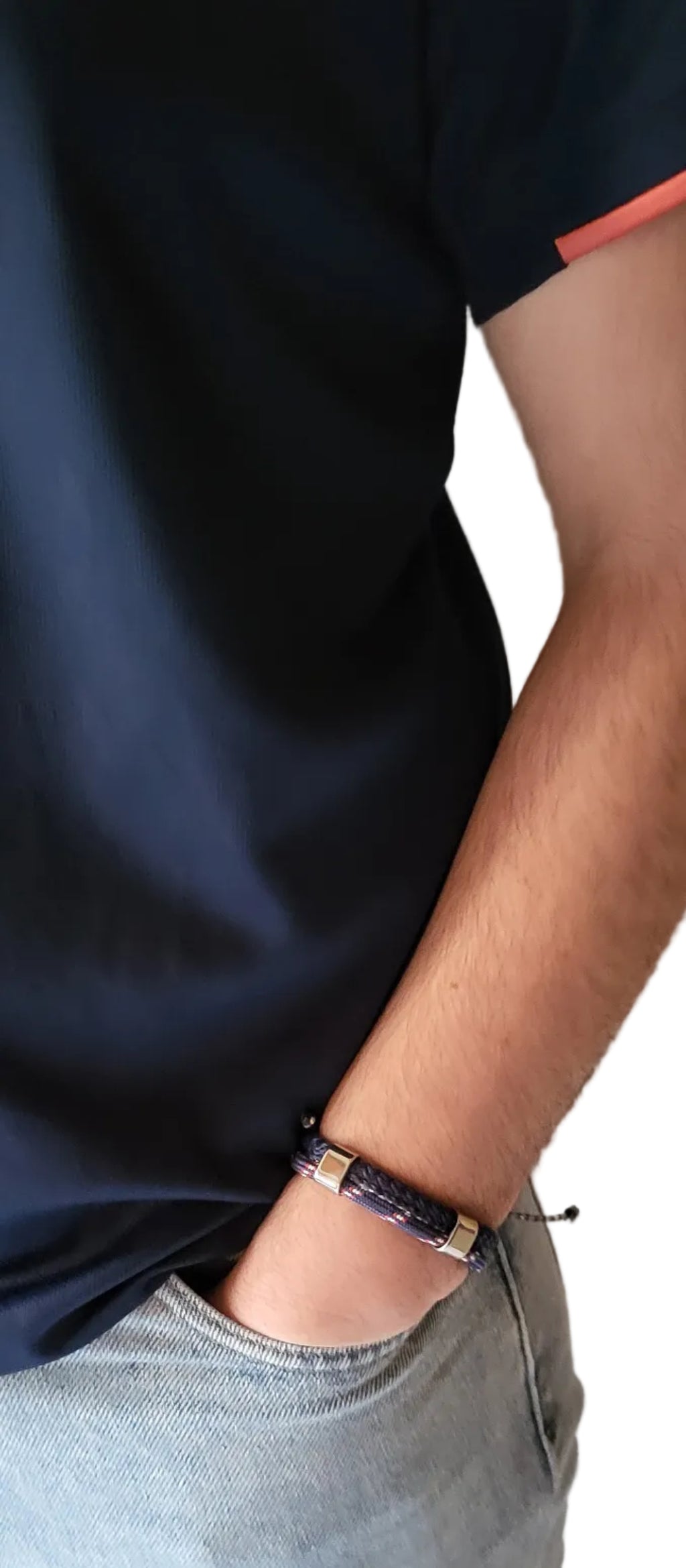 Bracelet homme à 3 rangs et Cordons Tressés - Acier Argenté