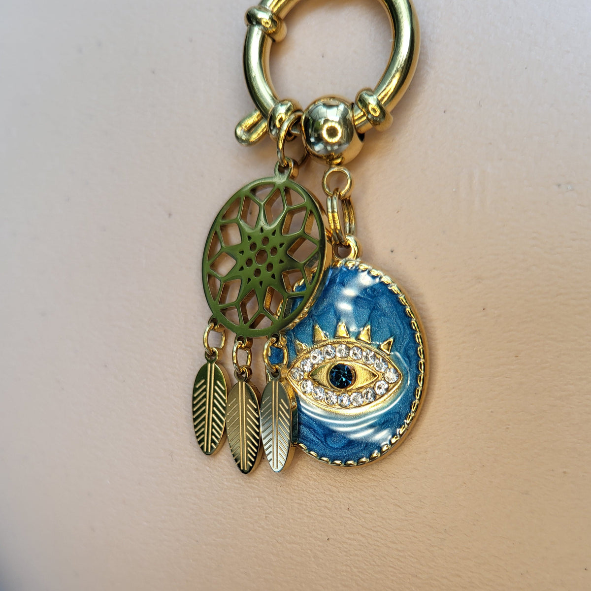 Collier Femme Œil Protecteur Bleu – Attrape-Rêves et Strass