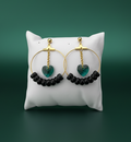 Boucles d'oreilles B608 fond vert émeraude