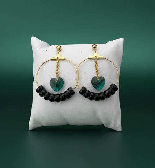 Boucles d'oreilles B608 fond vert émeraude