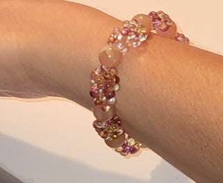 Bracelet Énergie positive en pierre de soleil et papillons